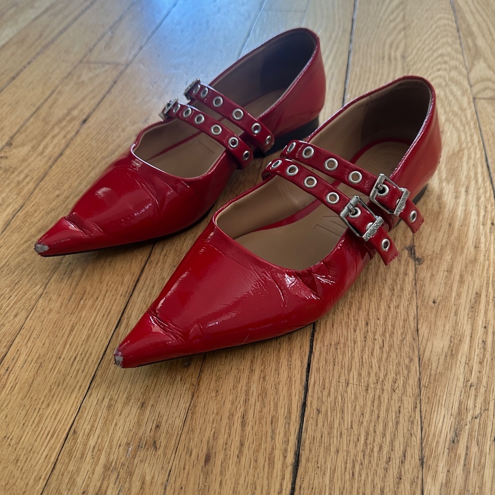 Ganni Red patent leather flats | Size 5.5 - Picture 5 of 5